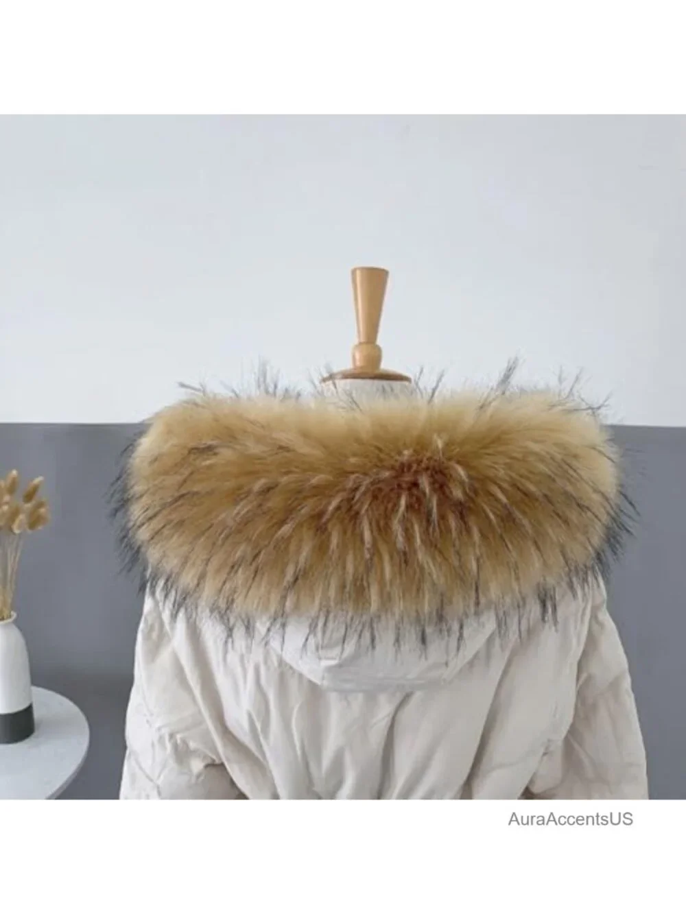 Faux Fur Collar Scarf Detachable Hood Trim Replacement Winter Coat Jacket Parka